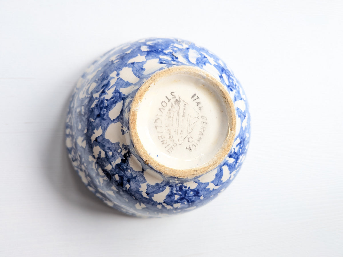 Vintage Blue/White Spongeware Pattern Stoviclierie Bowl - Made in Italy