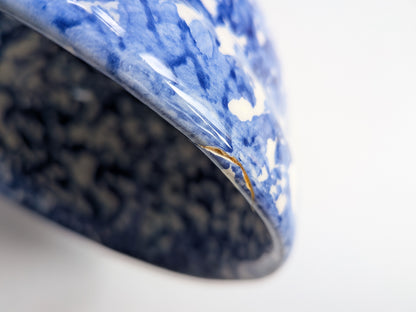 Vintage Blue/White Spongeware Pattern Stoviclierie Bowl - Made in Italy