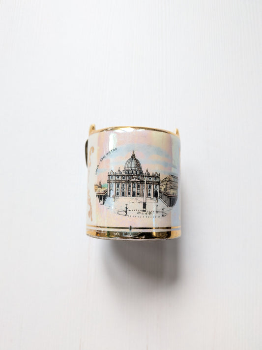 Vintage Ceramic Miniature Bucket - Roma San Pietro Pattern