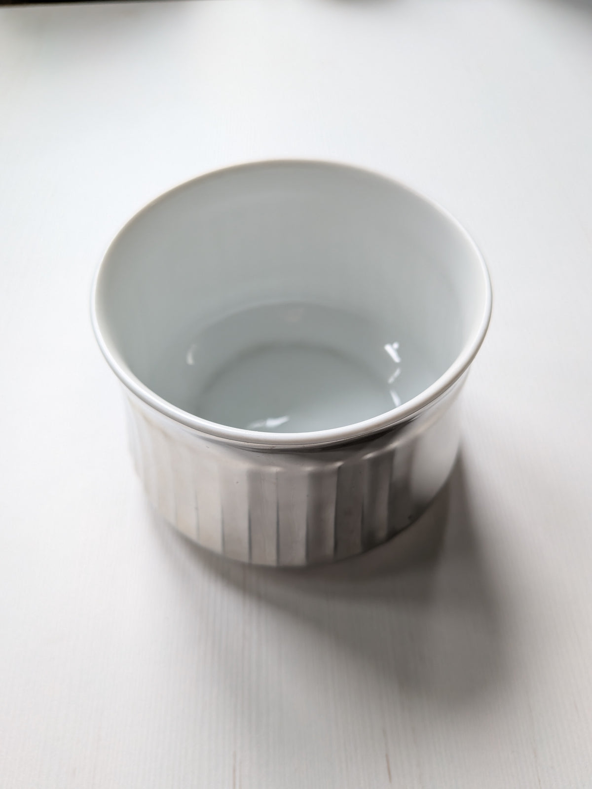 Royal Worcester Porcelain Silver Lustre Ribbed Sugar Bowl