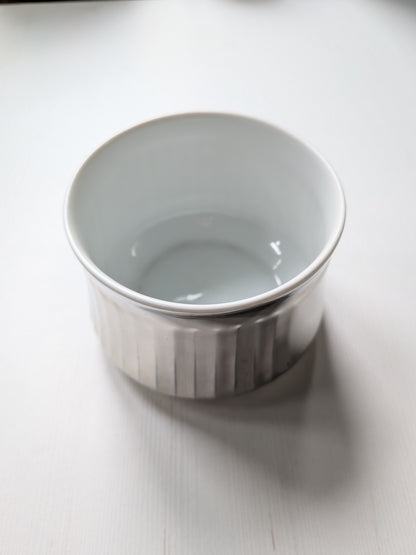 Royal Worcester Porcelain Silver Lustre Ribbed Sugar Bowl