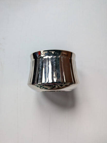 Royal Worcester Porcelain Silver Lustre Ribbed Sugar Bowl