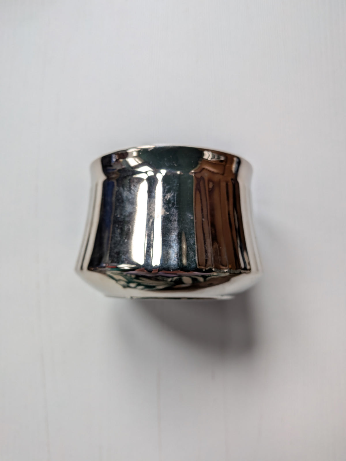 Royal Worcester Porcelain Silver Lustre Ribbed Sugar Bowl