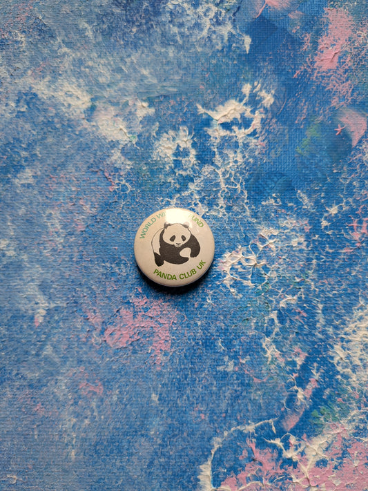 Vintage World Wildlife Fund Panda Club UK Badge - Green Text - 1980s