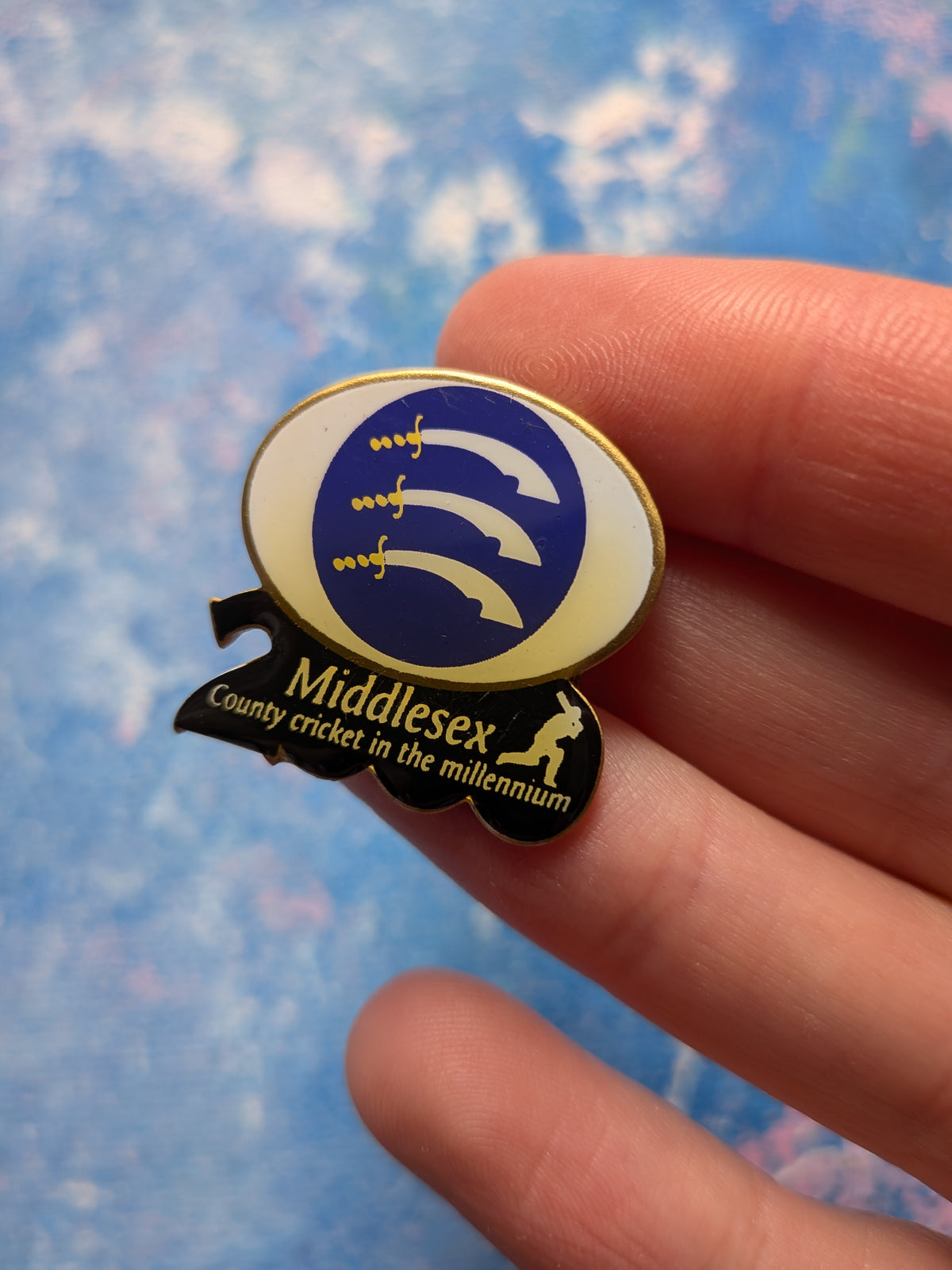 Vintage Middlesex County Cricket Enamel Pin Badge