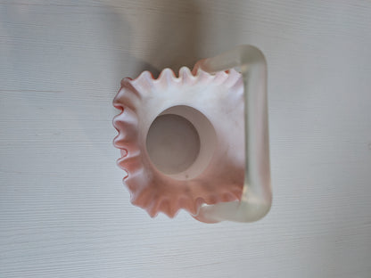 Antique Pink Frosted Cased Glass Basket Vase - Late 19th Century Approx