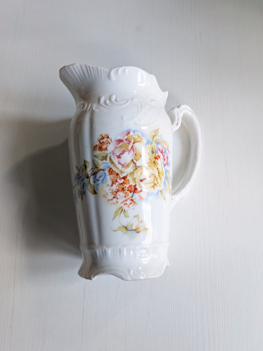 Vintage Ceramic Floral-Patterned Jug/Pitcher - Unmarked