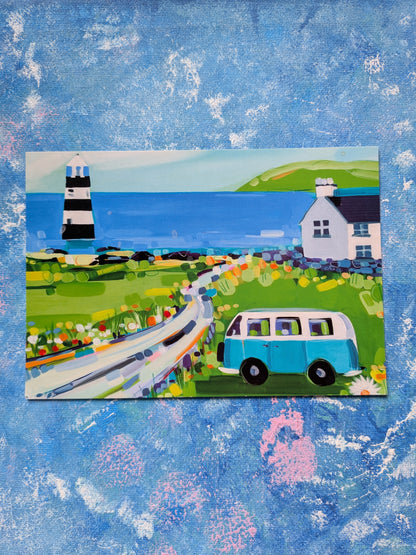 Janet Bell - Picnic at the Lighthouse Postcard - J. Salmon Ltd Seaside Days