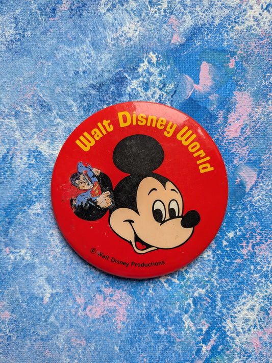 Vintage Walt Disney World Mickey Mouse Badge - 1980s