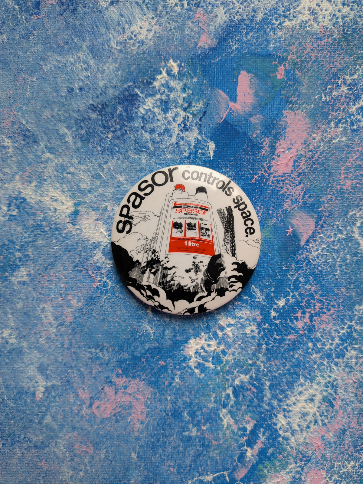 Vintage Spasor Herbicide Badge - "Spasor Controls Space"