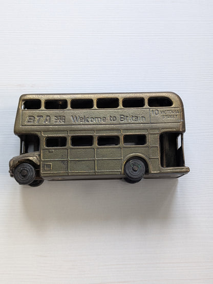 Vintage BTA Welcome to Britain Solid Brass Model Double Decker Bus - See Details