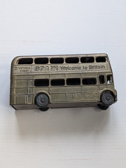 Vintage BTA Welcome to Britain Solid Brass Model Double Decker Bus - See Details