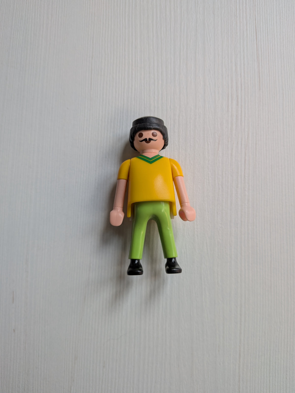 Vintage Playmobil Man in Yellow Shirt with Moustache Figure - 1990s