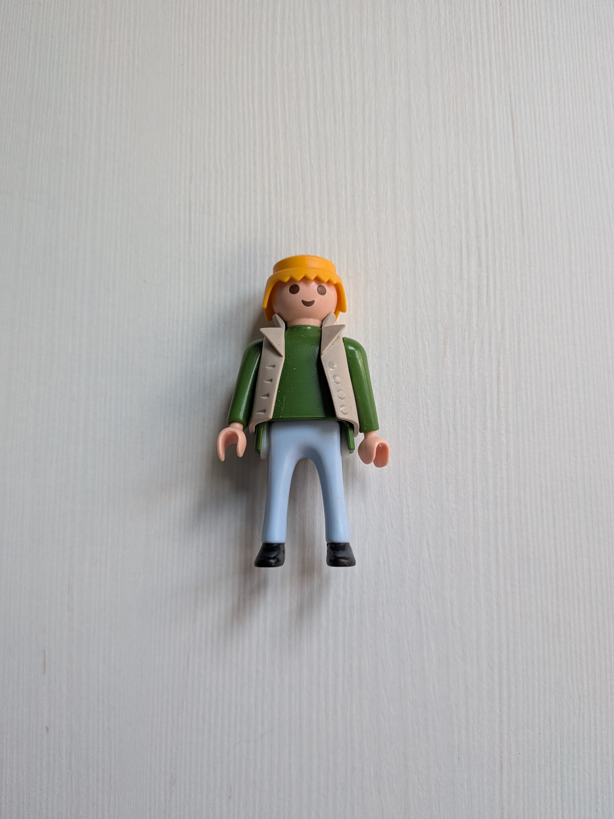 Vintage Playmobil Blonde Man in Green Shirt/Grey Jacket - 1990s