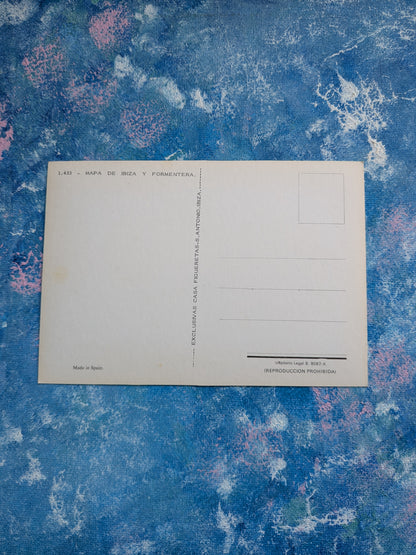 Vintage Isla Ibiza Map Postcard