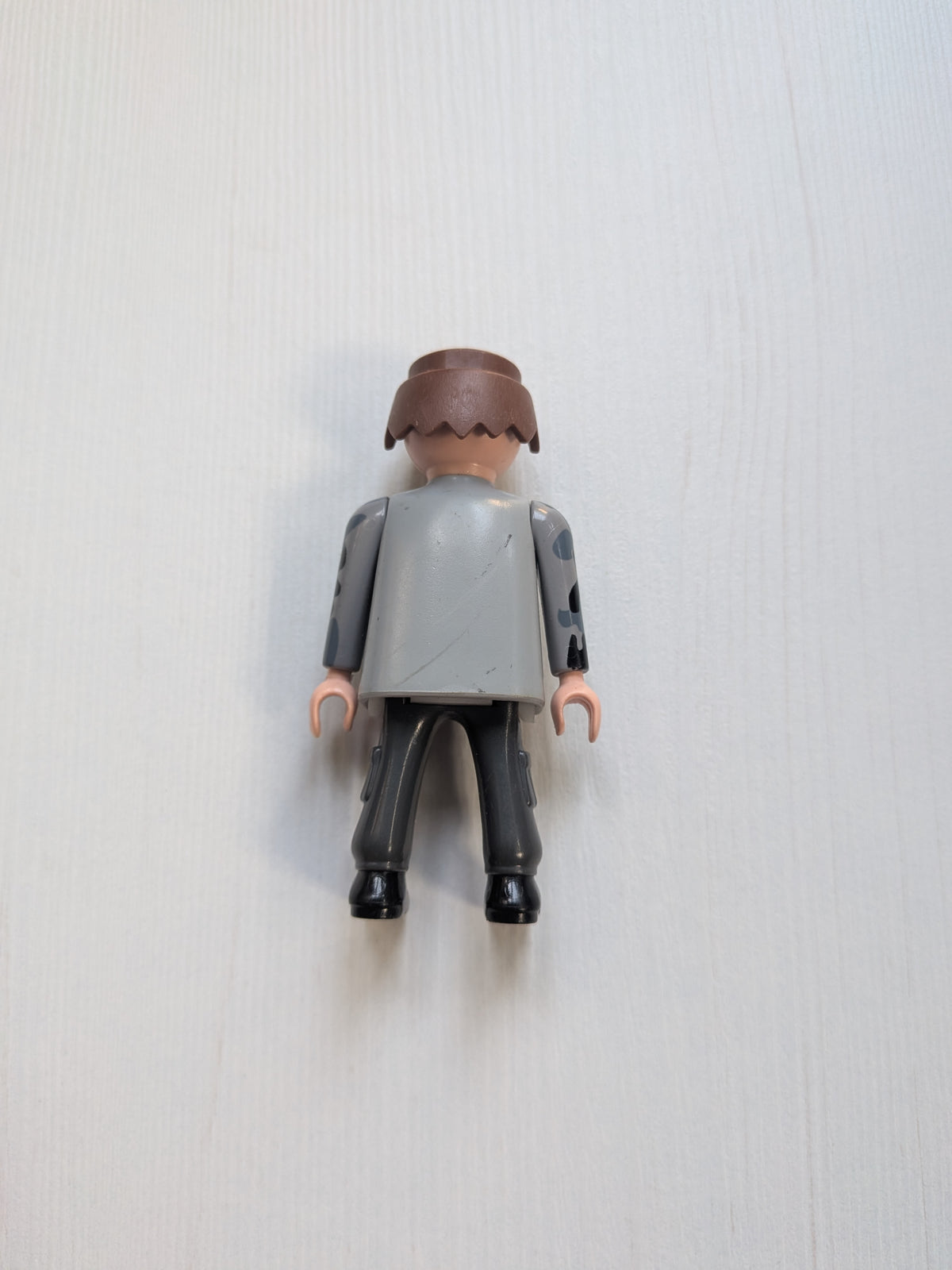 Vintage Playmobil Figure in Grey Camouflage Shirt - 1990s Approx