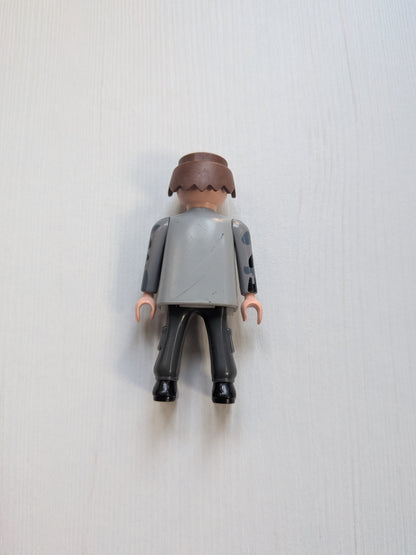 Vintage Playmobil Figure in Grey Camouflage Shirt - 1990s Approx