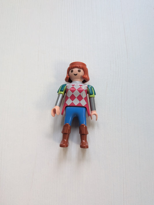 Vintage Playmobil Medieval Figure in Red Checked Shirt - 1990s Approx