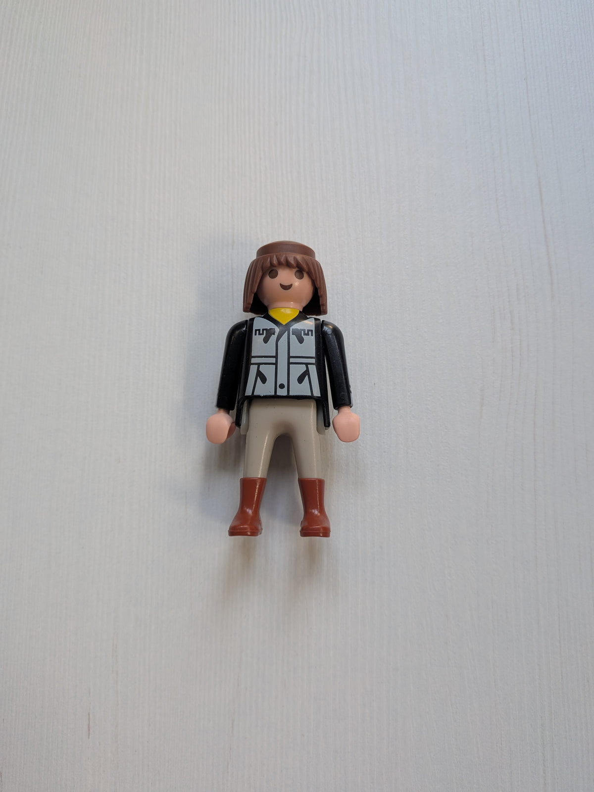 Vintage Playmobil Figure in Black/Grey Jacket - 1990s Approx