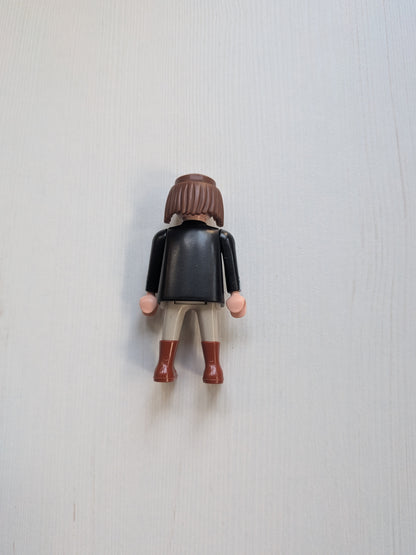 Vintage Playmobil Figure in Black/Grey Jacket - 1990s Approx
