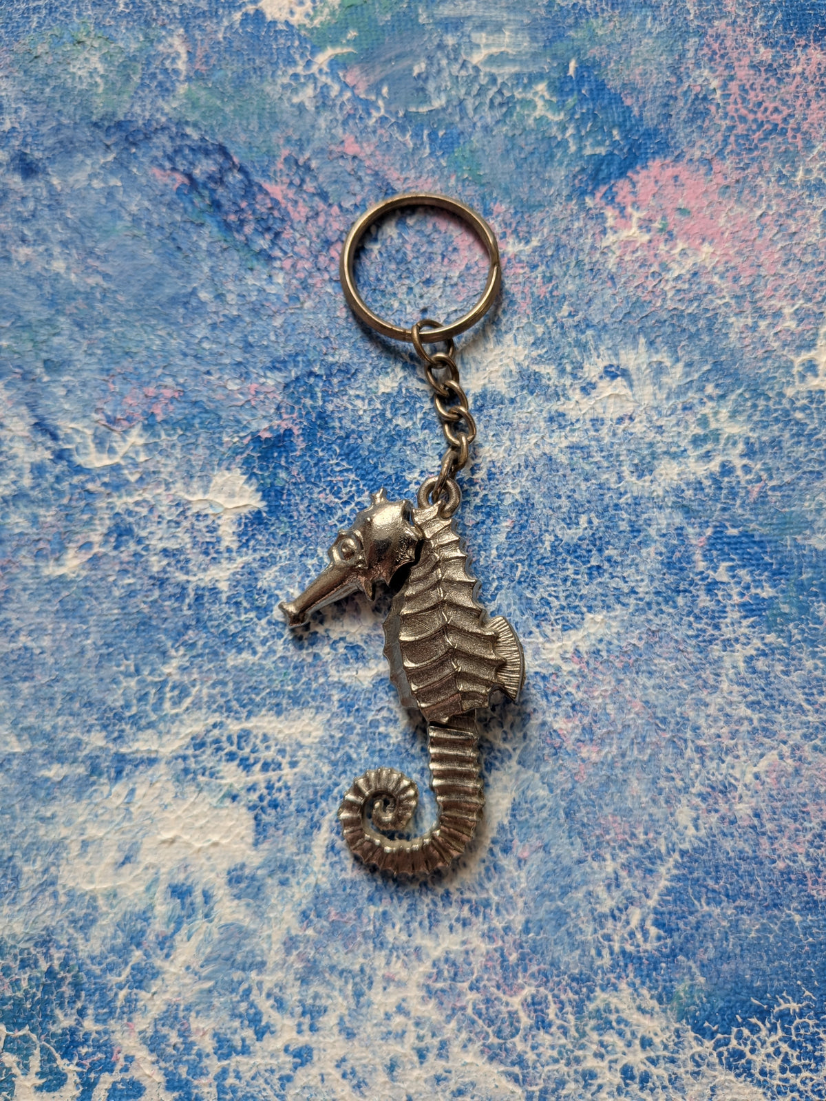 Silver-Coloured Metal Seahorse Keyring/Keychain