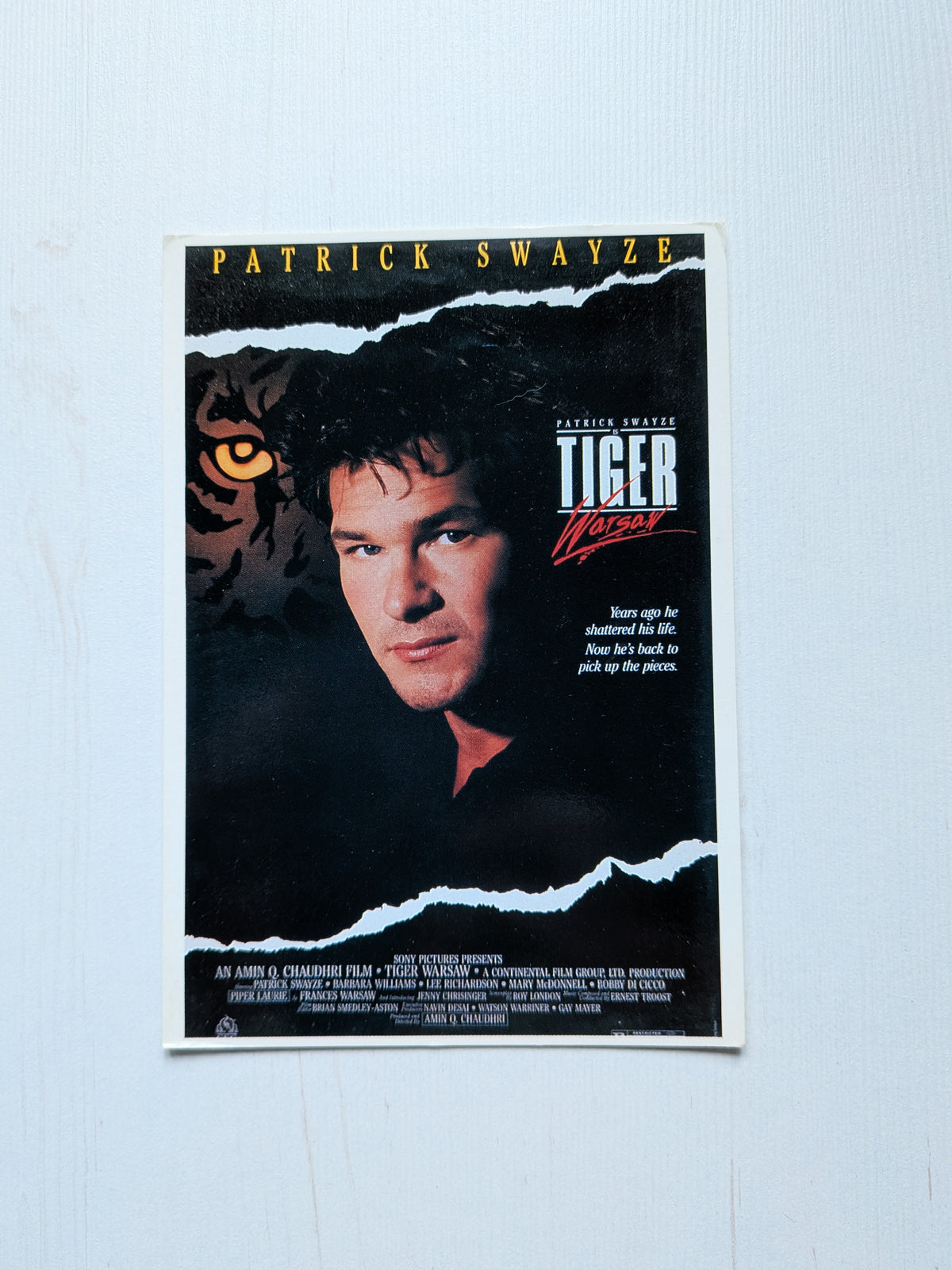 Tiger Warsaw 1988 Patrick Swayze Movie Promo Postcard