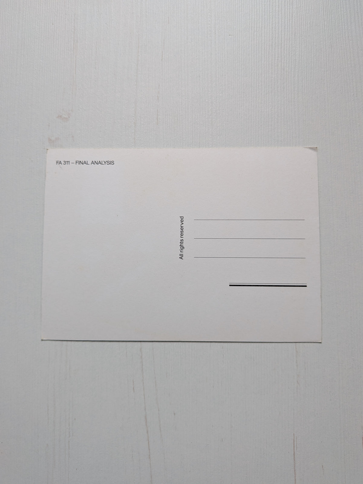 Final Analysis 1992 Movie Promo Postcard - Richard Gere/Kim Basinger