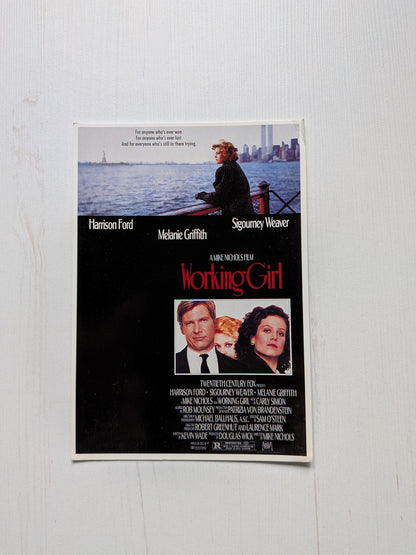 Vintage Working Girl 1988 Movie Promo Postcard - Harrison Ford/Melanie Griffith
