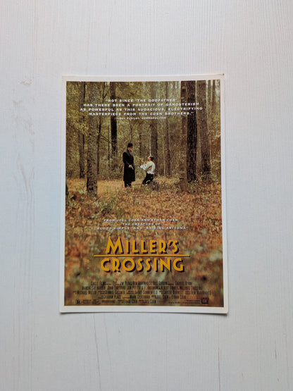 Vintage Miller's Crossing 1990 Promo Postcard - Coen Brothers Movie