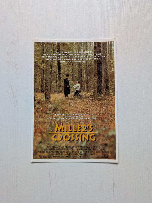 Vintage Miller's Crossing 1990 Promo Postcard - Coen Brothers Movie