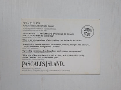 Vintage Pascali's Island 1988 Ben Kingsley Movie Promo Postcard