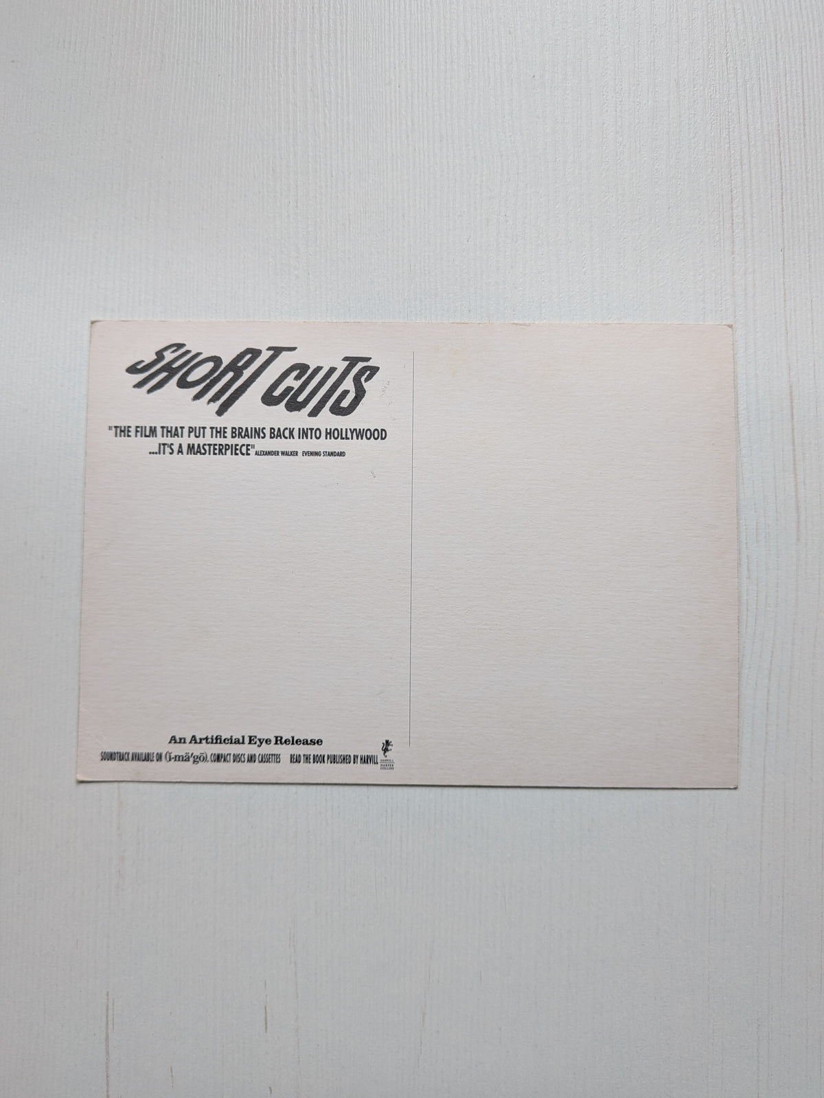 Vintage Short Cuts 1993 Comedy/Drama Movie Cinema Release Promo Postcard