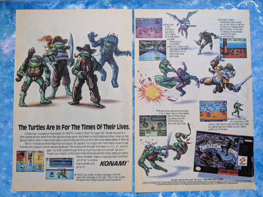 Teenage Mutant Ninja Turtles Turtles in Time Nintendo 1992 Advert, See Details
