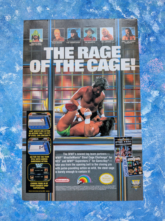Vintage WWF WrestleMania: Steel Cage Challenge Game 1992 Advert - See Details