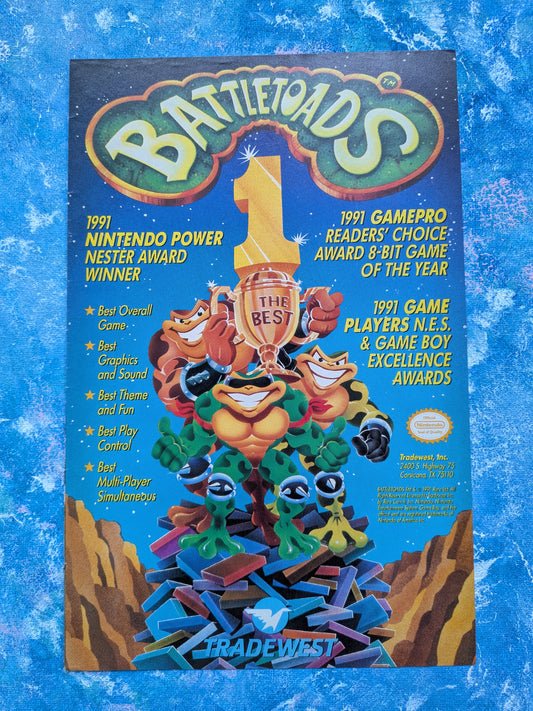 Vintage Battletoads Nintendo NES 1991 Game Advertisement - See Details
