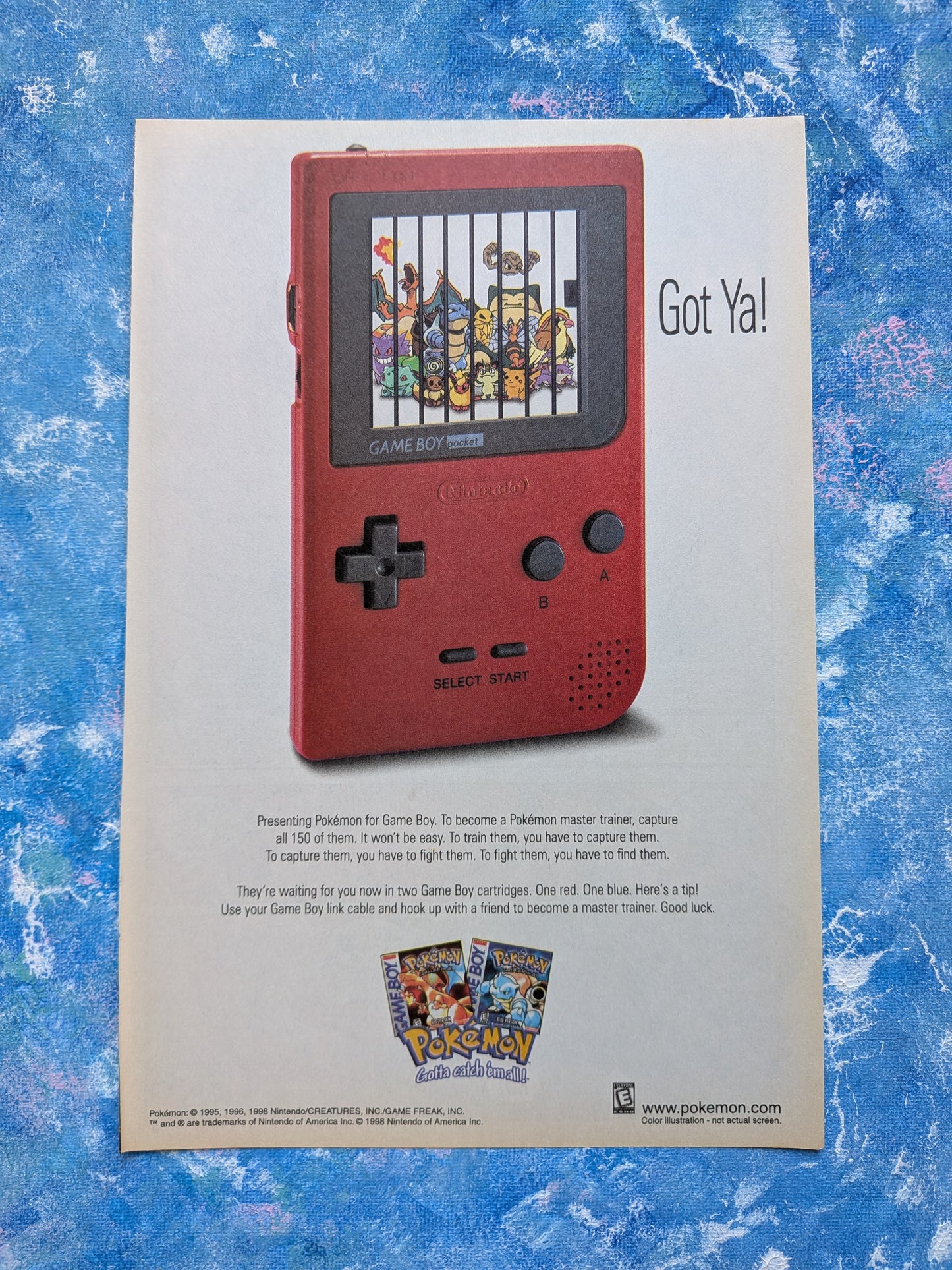 Vintage Pokemon Red and Blue 1998 Nintendo Gameboy Games Advert - See Details