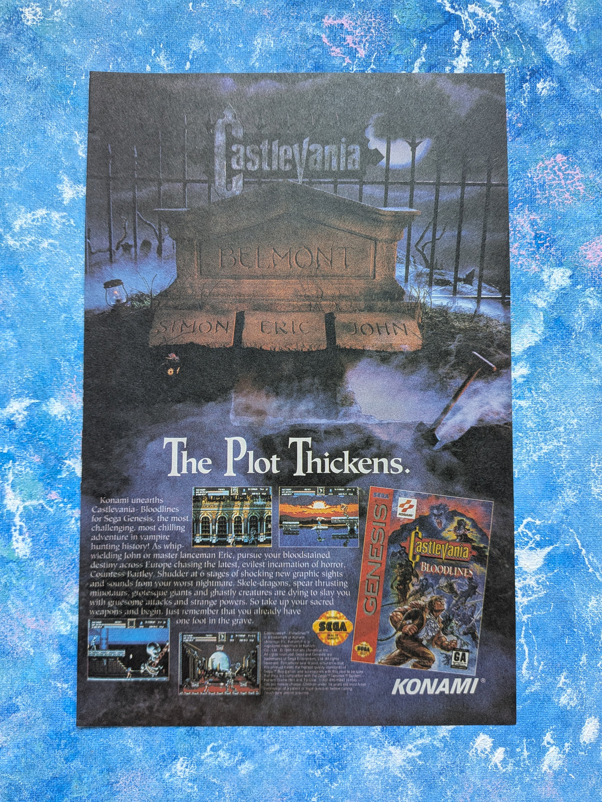 Vintage Castlevania Bloodlines 1994 Sega Genesis Game Advert - See Details
