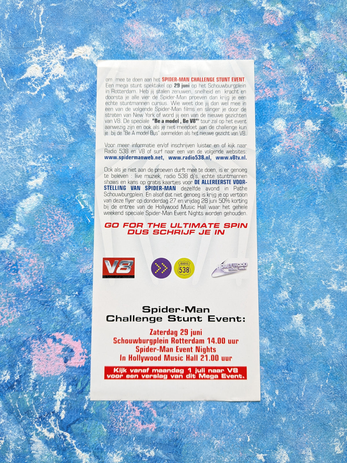 Spider-Man 2002 Movie Dutch Cinema Release Promotional Flyer