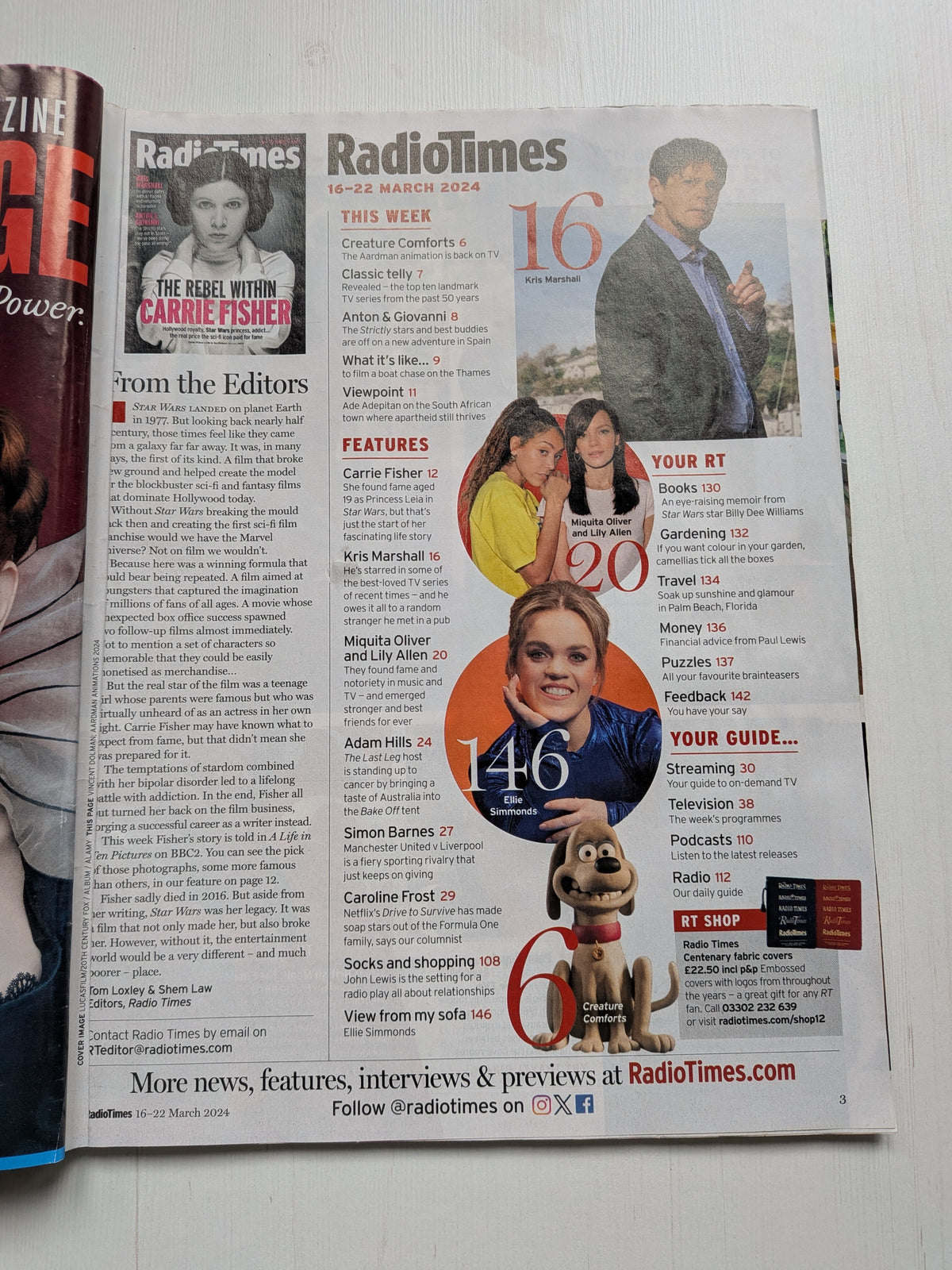 Radio Time 16-22 March 2024 - Star Wars Carrie Fisher Princess Leia Cover