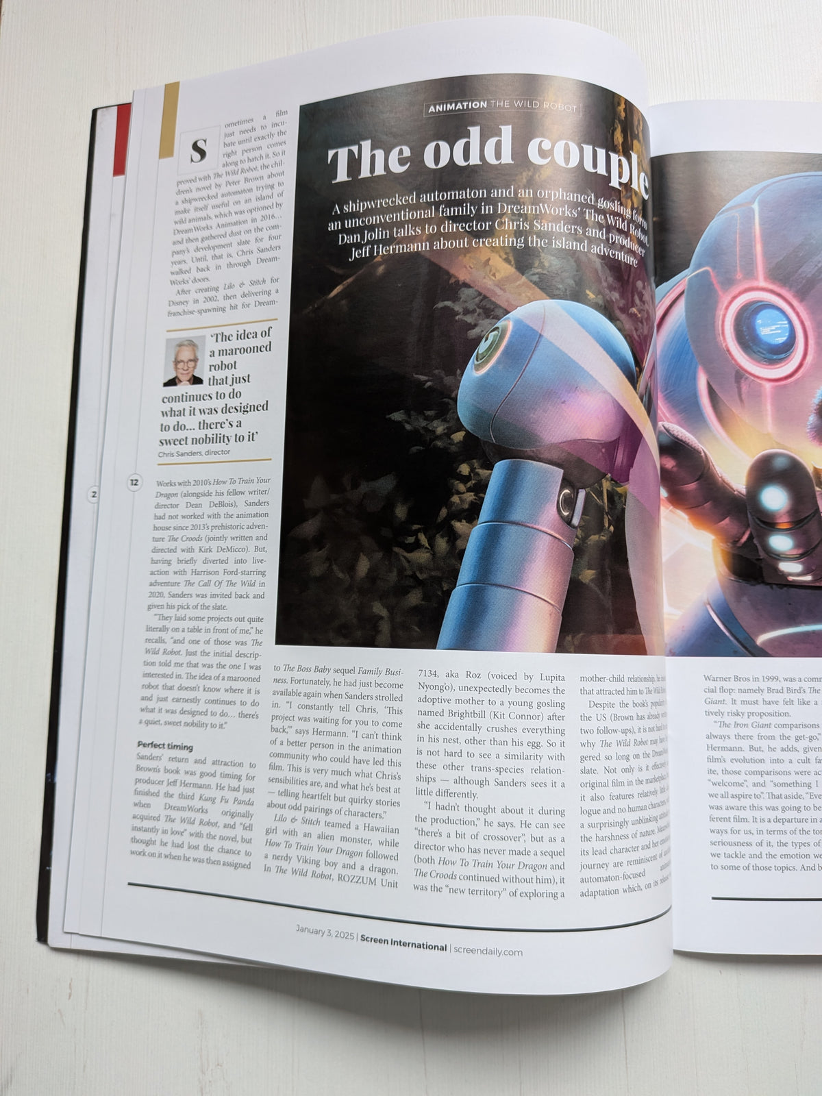 Screen International Issue 1964 - January 3, 2025 - The Wild Robot Cover