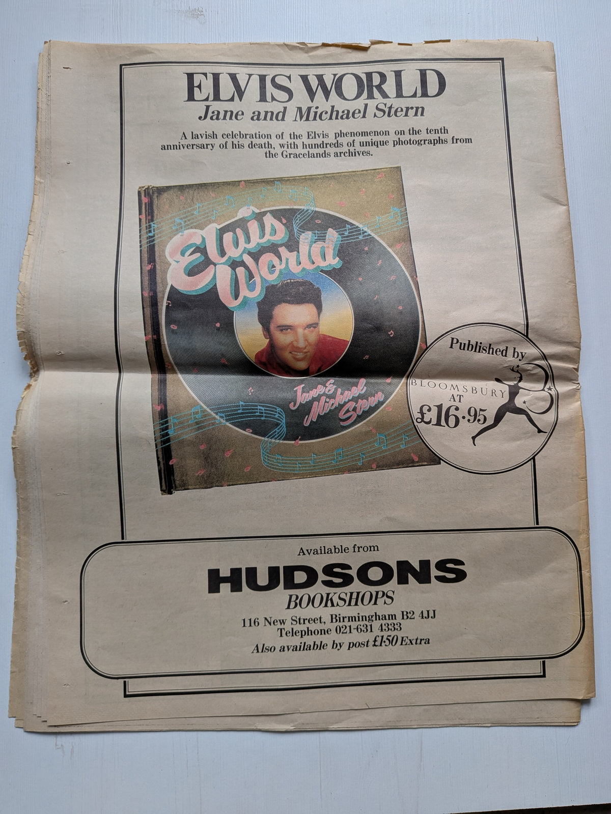 Vintage Birmingham Evening Mail Elvis Presley Souvenir Newspaper - 1980s