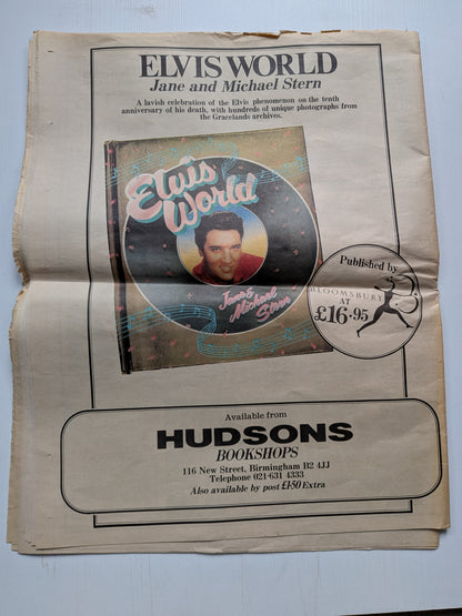 Vintage Birmingham Evening Mail Elvis Presley Souvenir Newspaper - 1980s