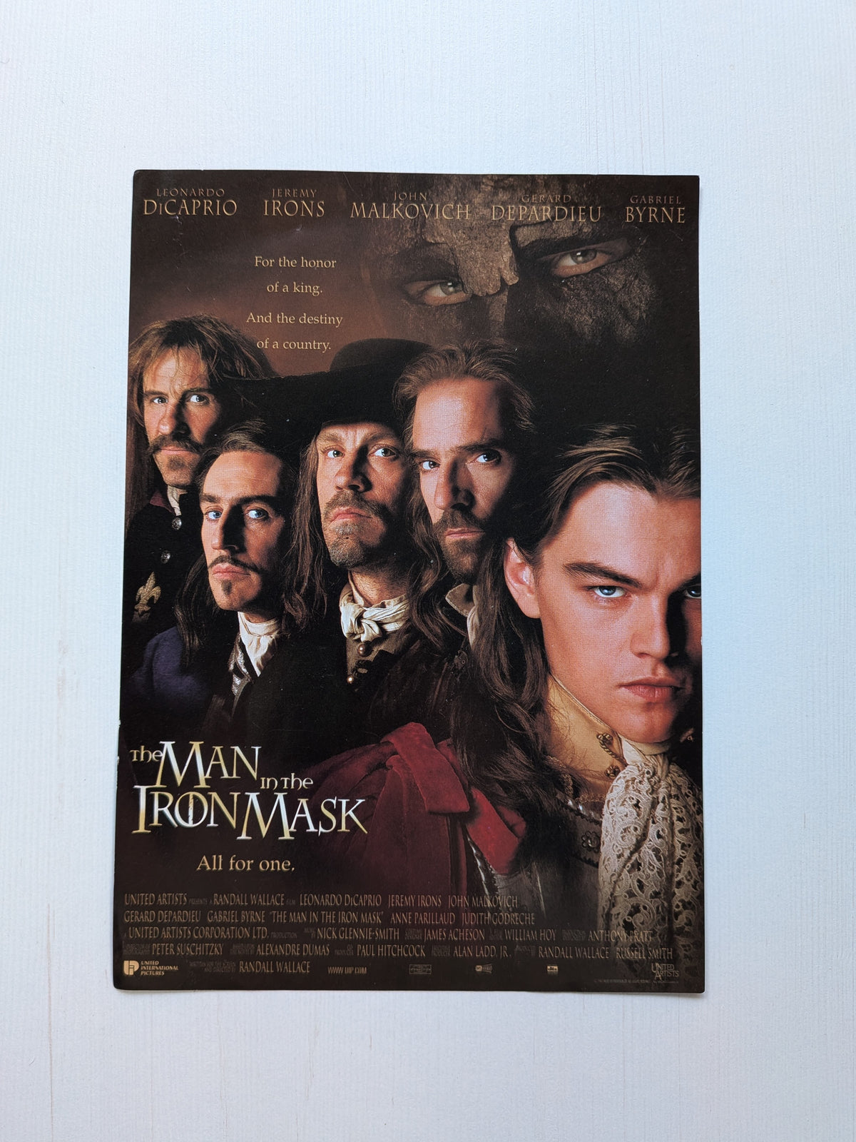 The Man In The Iron Mask 1998 Leonardo Dicaprio Movie Promo Flyer