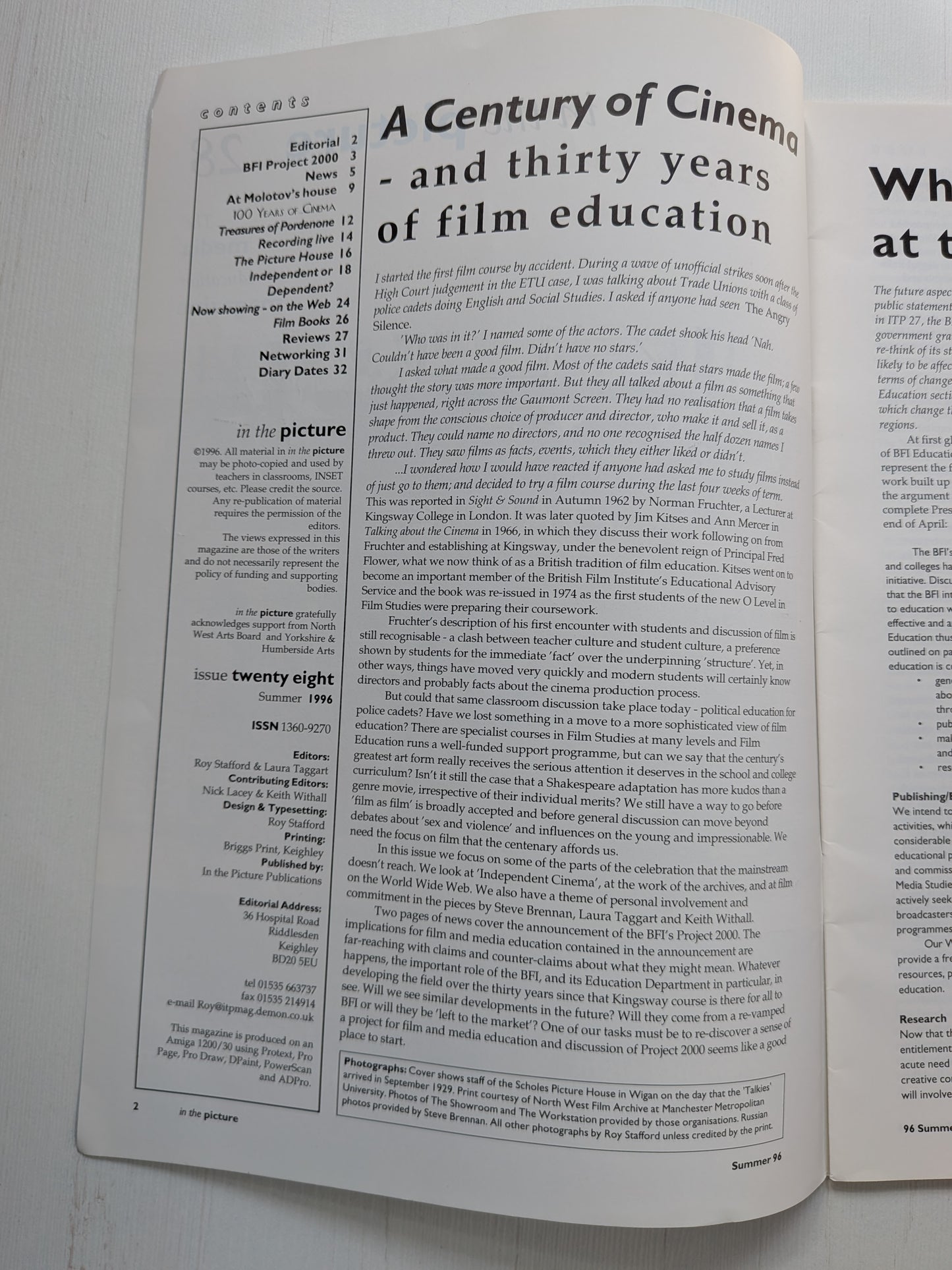 In The Picture Issue 28 - Summer 1996 - BFI Project 2000/100 Years of Cinema