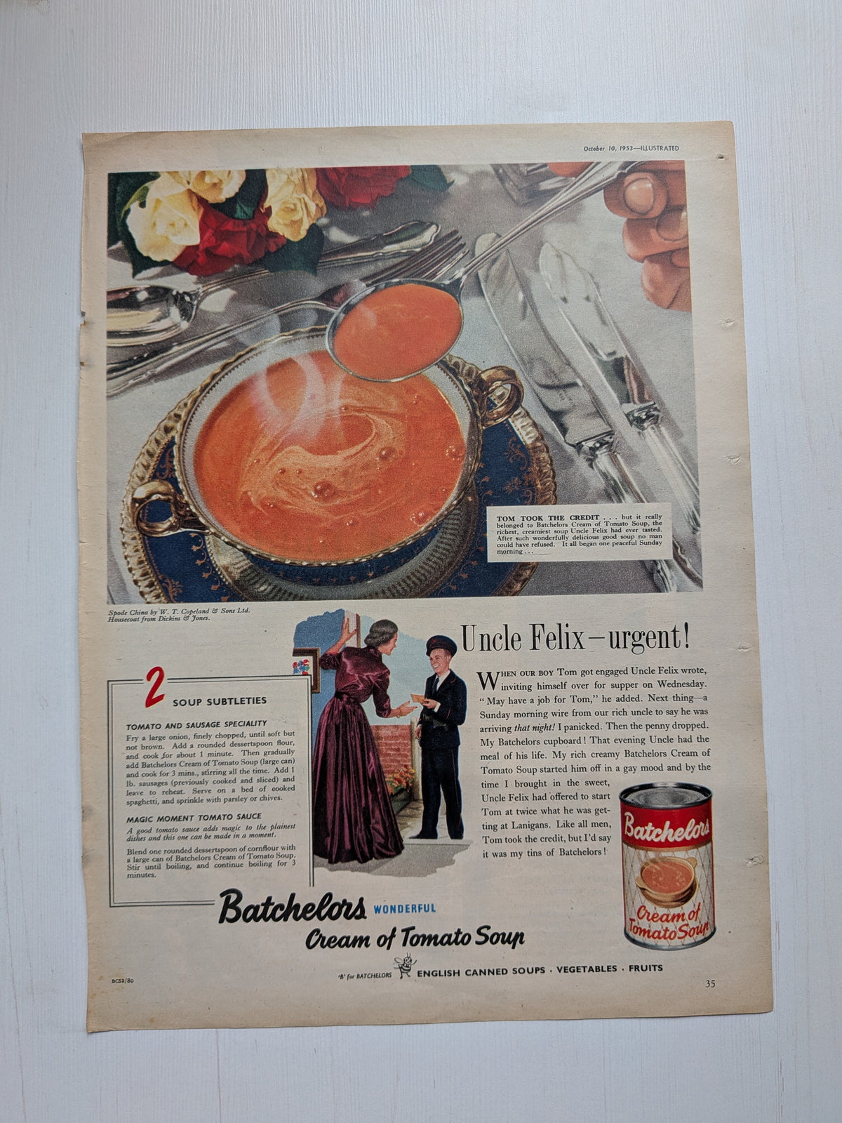 Vintage Batchelor's Tomato Soup 1953 Magazine Advertisement - See Details