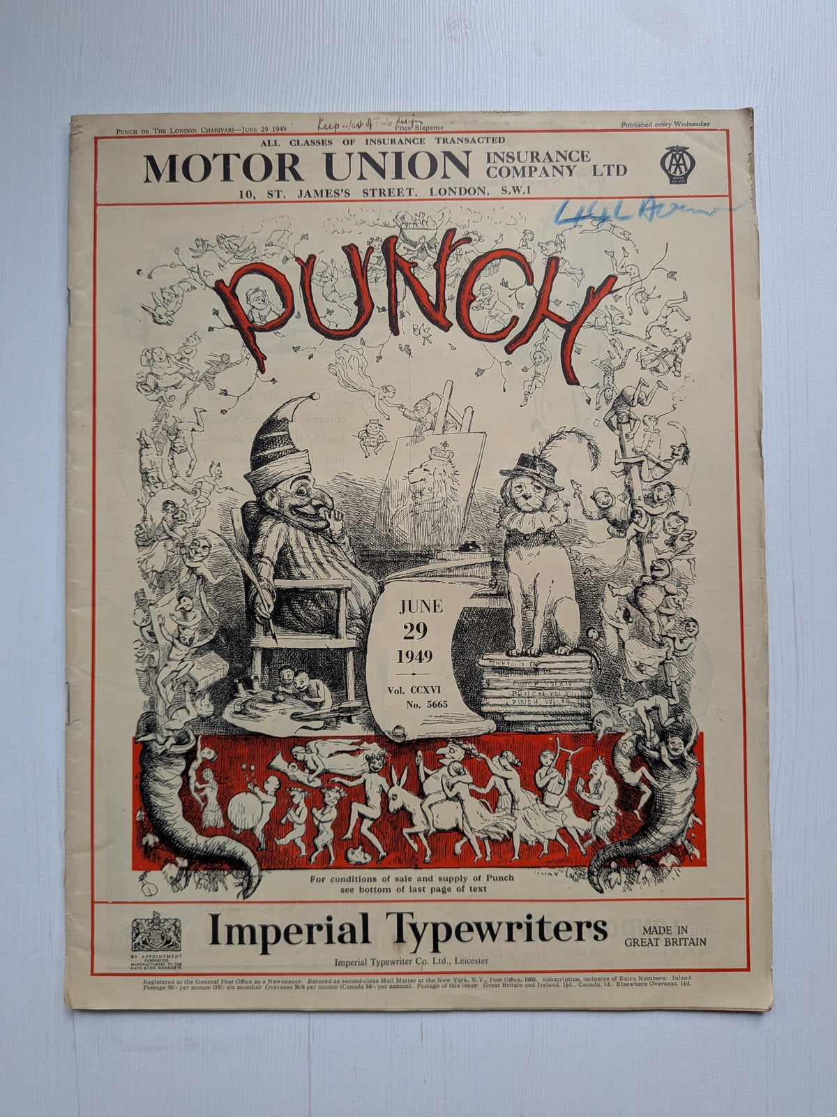 Punch Magazine No. 5665 June 29th 1949 - Vintage Humour/Satire Magazine