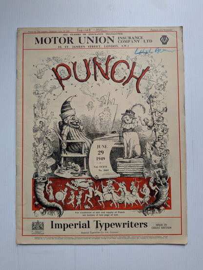 Punch Magazine No. 5665 June 29th 1949 - Vintage Humour/Satire Magazine