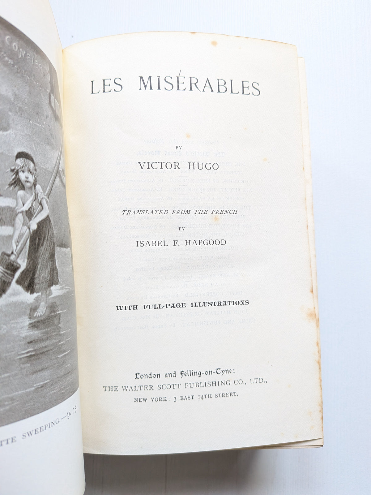 Les Miserables by Victor Hugo, Illustrated, Walter Scott Publishing, Early 1900s