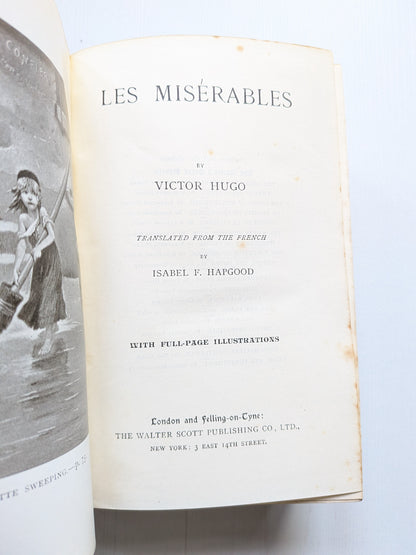 Les Miserables by Victor Hugo, Illustrated, Walter Scott Publishing, Early 1900s