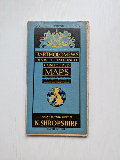 Vintage Bartholomew’s Revised "Half-Inch" Contoured Map - North Shropshire